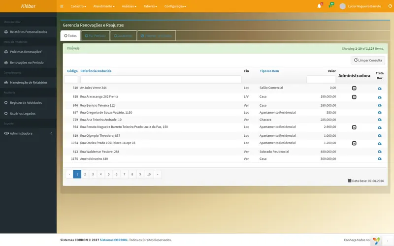 Renovações e reajustes de contrato